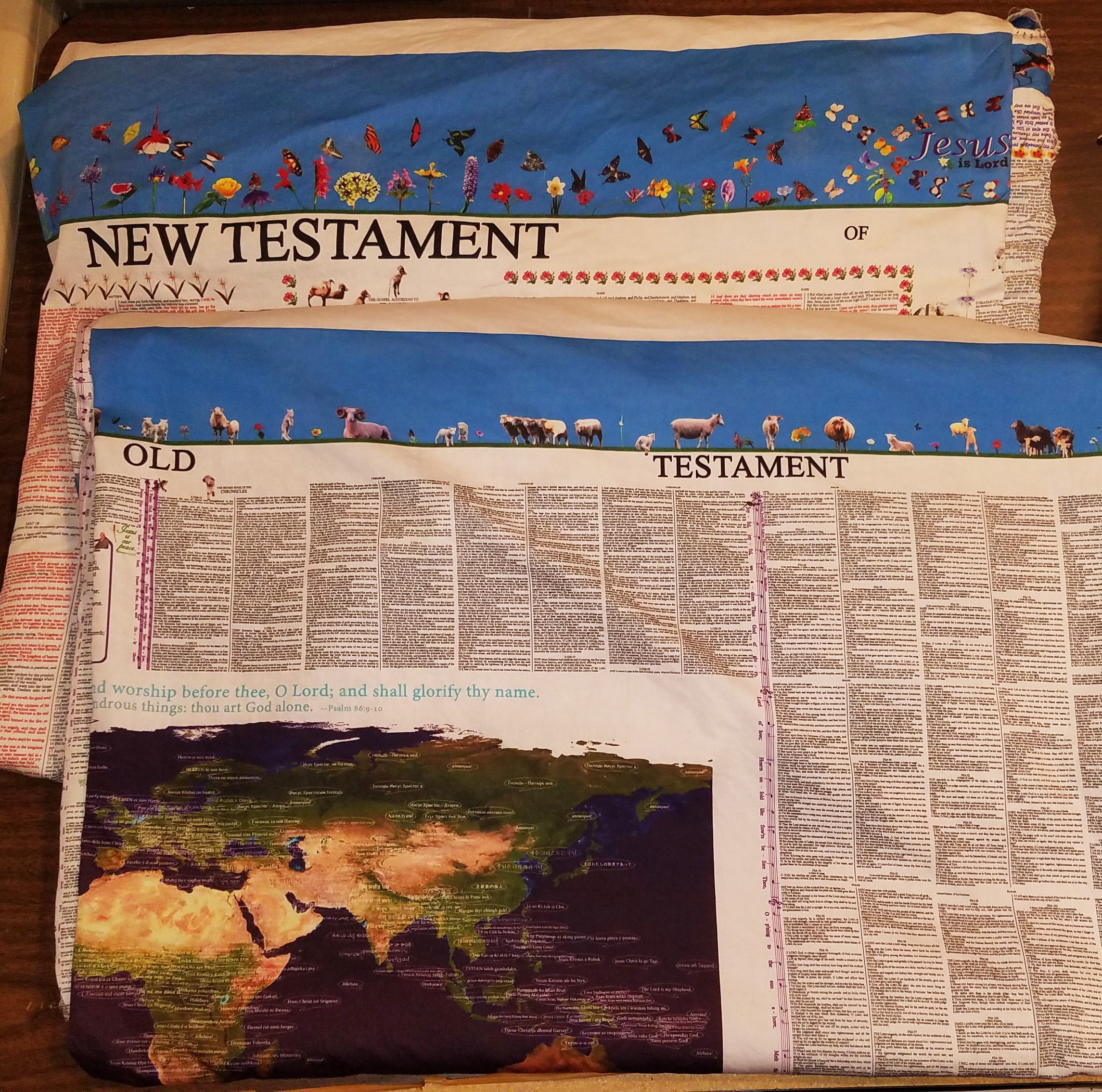 Bible Blanket fabric (New Testament and Old Testament inch quilt -on back order (message for availability))